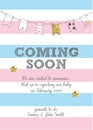 Coming soon. Baby birth announcement card vector design Royalty Free Stock Photo